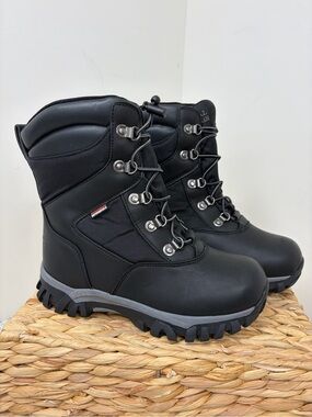 Water-Resistant Black Women's Winter Lace-Up Boots